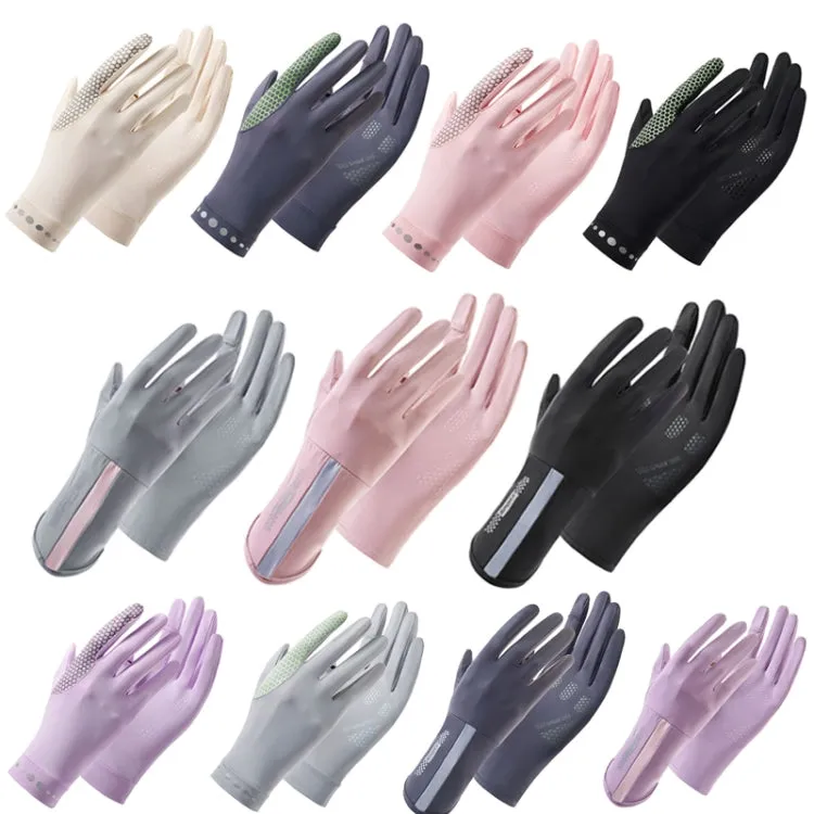 1 Pair XC-14 Riding Driving Sunscreen Anti-UV Fingerless Ice Silk Gloves, Style: Line (Purple)