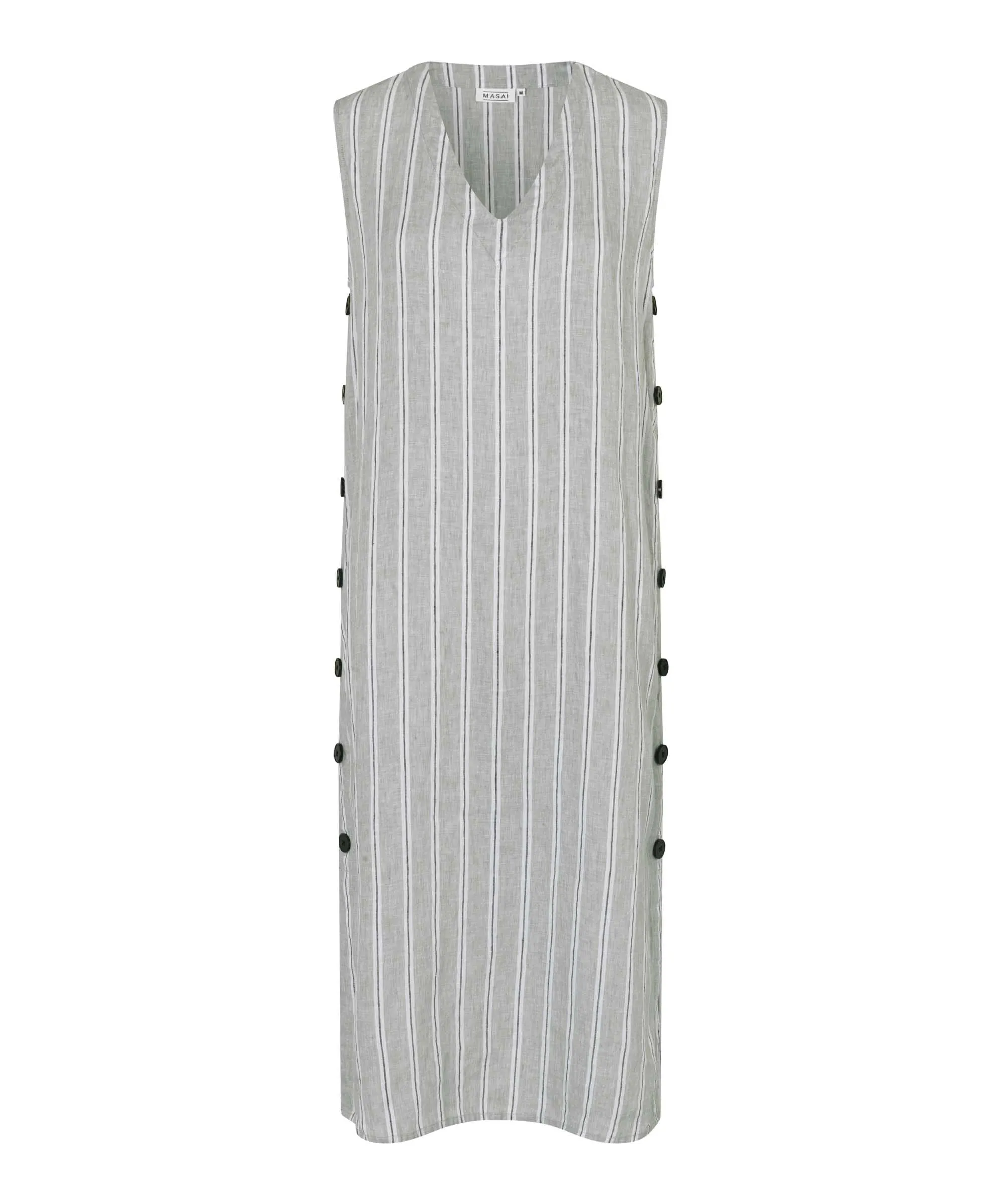 1009105 MaNukus Striped Linen Dress - Bog