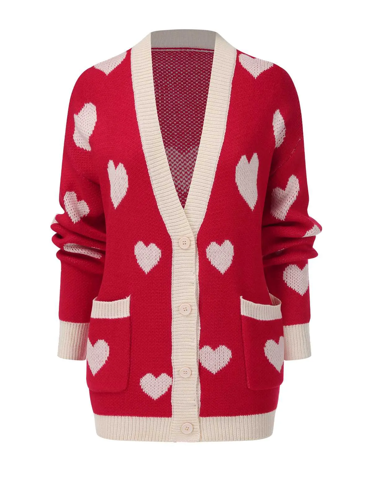 1950s Button Heart Dot Knitted Cardigan