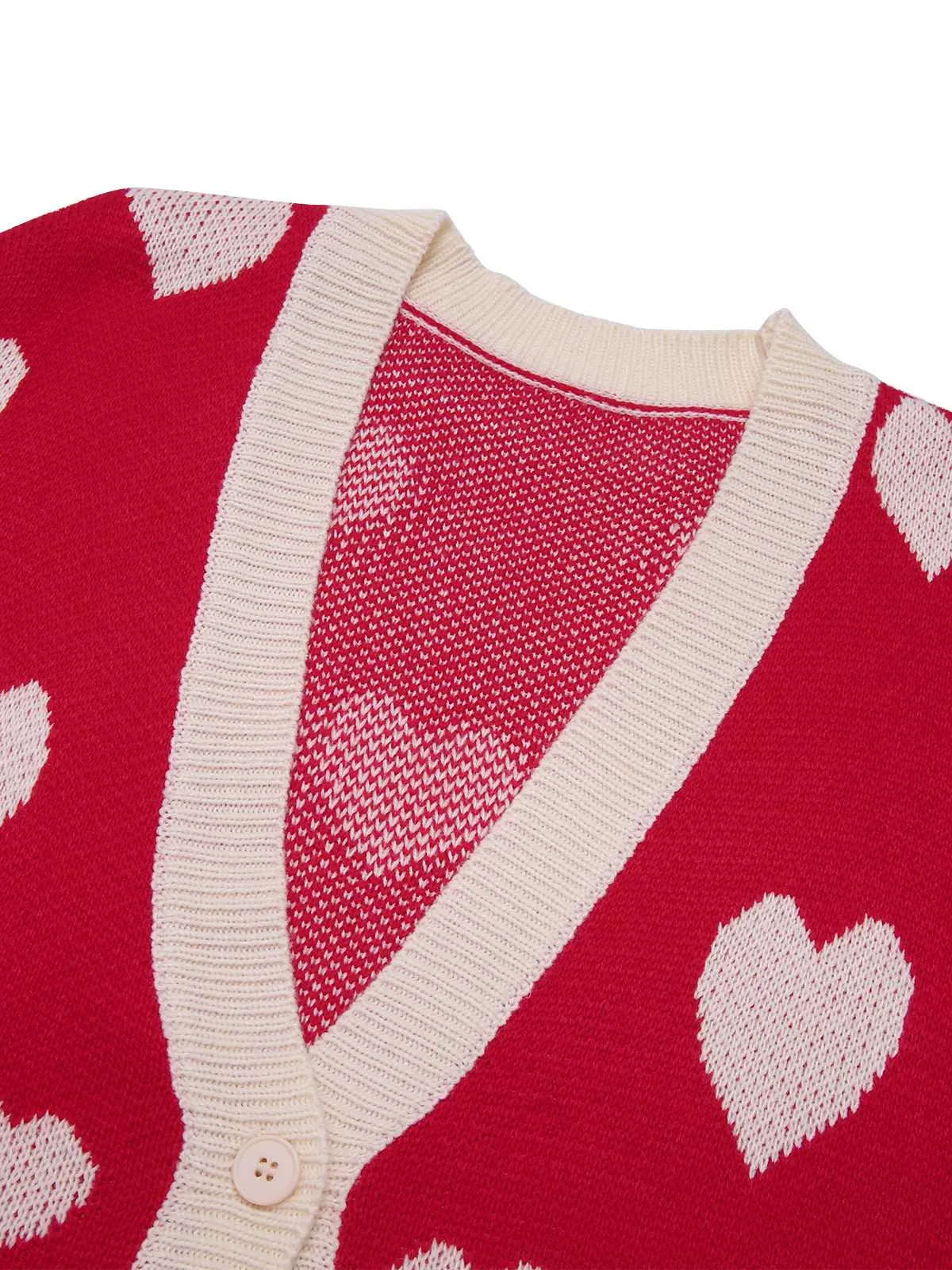 1950s Button Heart Dot Knitted Cardigan