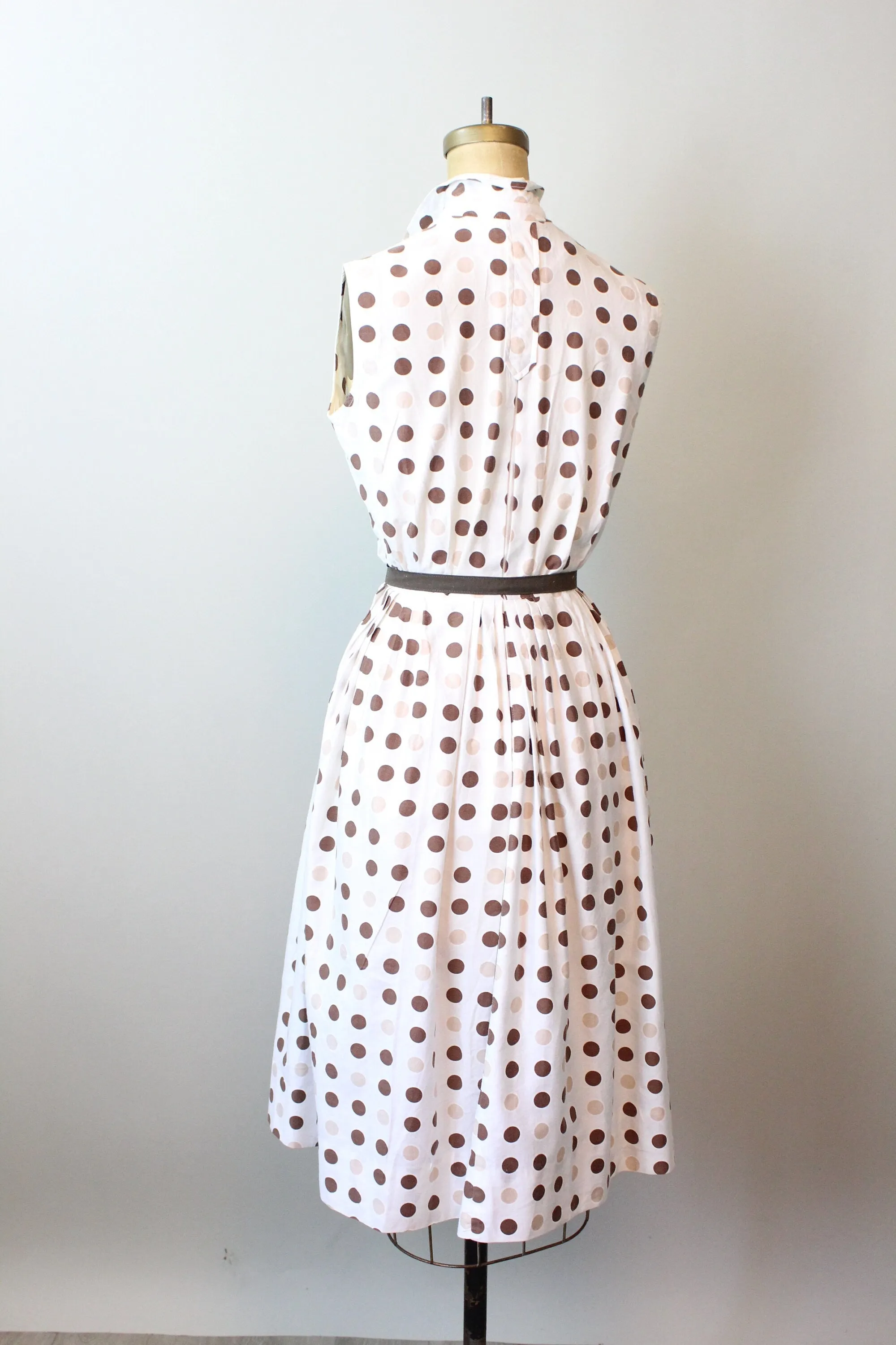 1950s POLKA DOT cotton shirt dress small | new spring