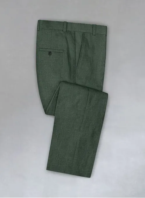 1PA1 Men's 100% Linen Green Jacket Trousers 2-Pieces Suit Set