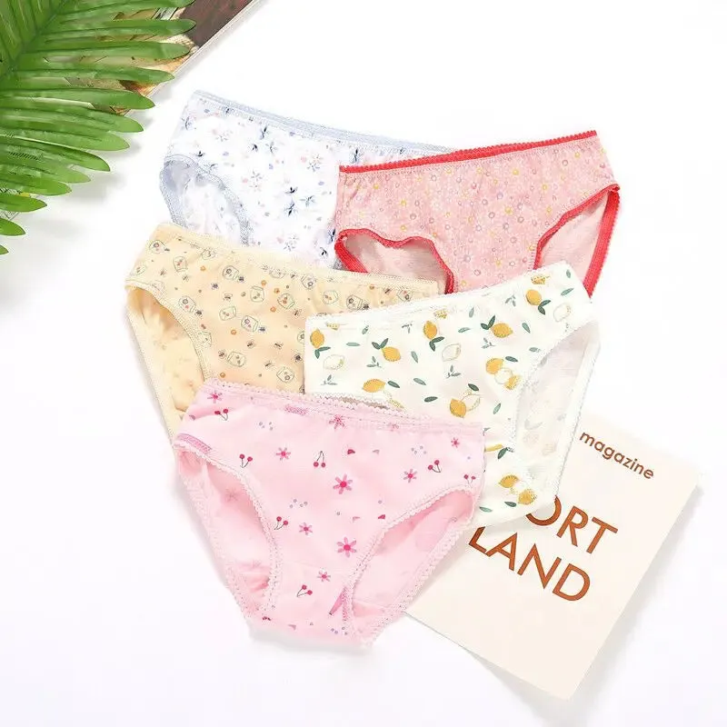 4Pcs Lot Kids Girls Short Briefs Children Underwear Cotton Underpants Baby Panties 2-12Years