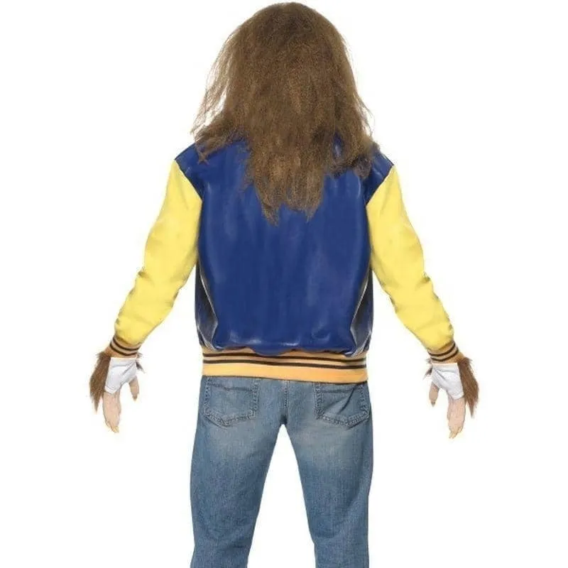 80s Teen Wolf Costume Mens Yellow Blue Letterman Jacket