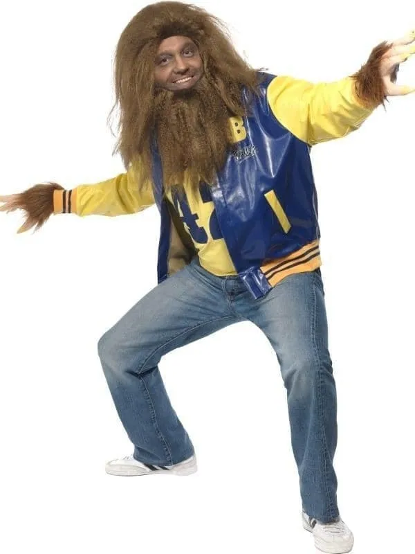 80s Teen Wolf Costume Mens Yellow Blue Letterman Jacket