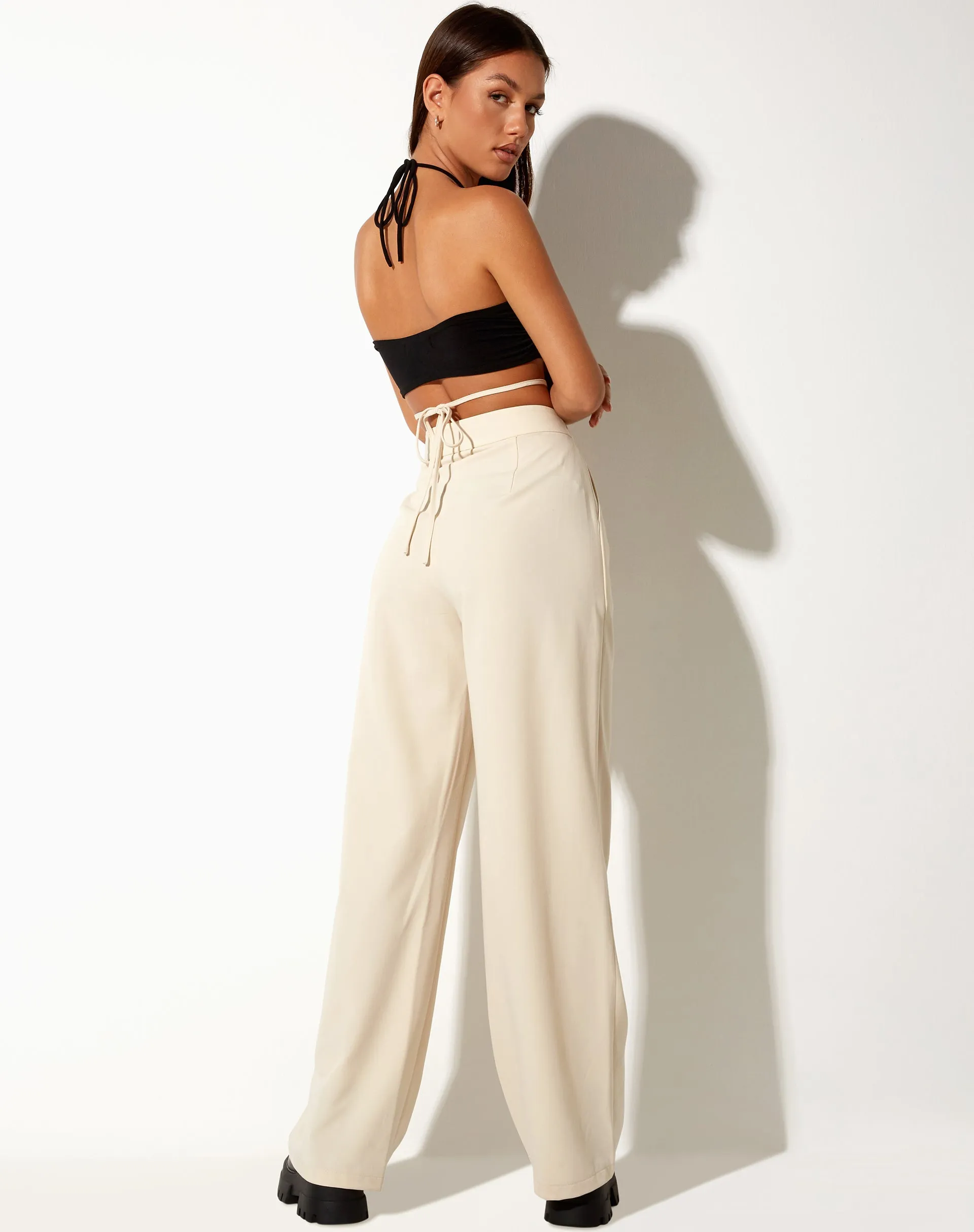 Abner Wide Leg Trouser in Tailoring Cream