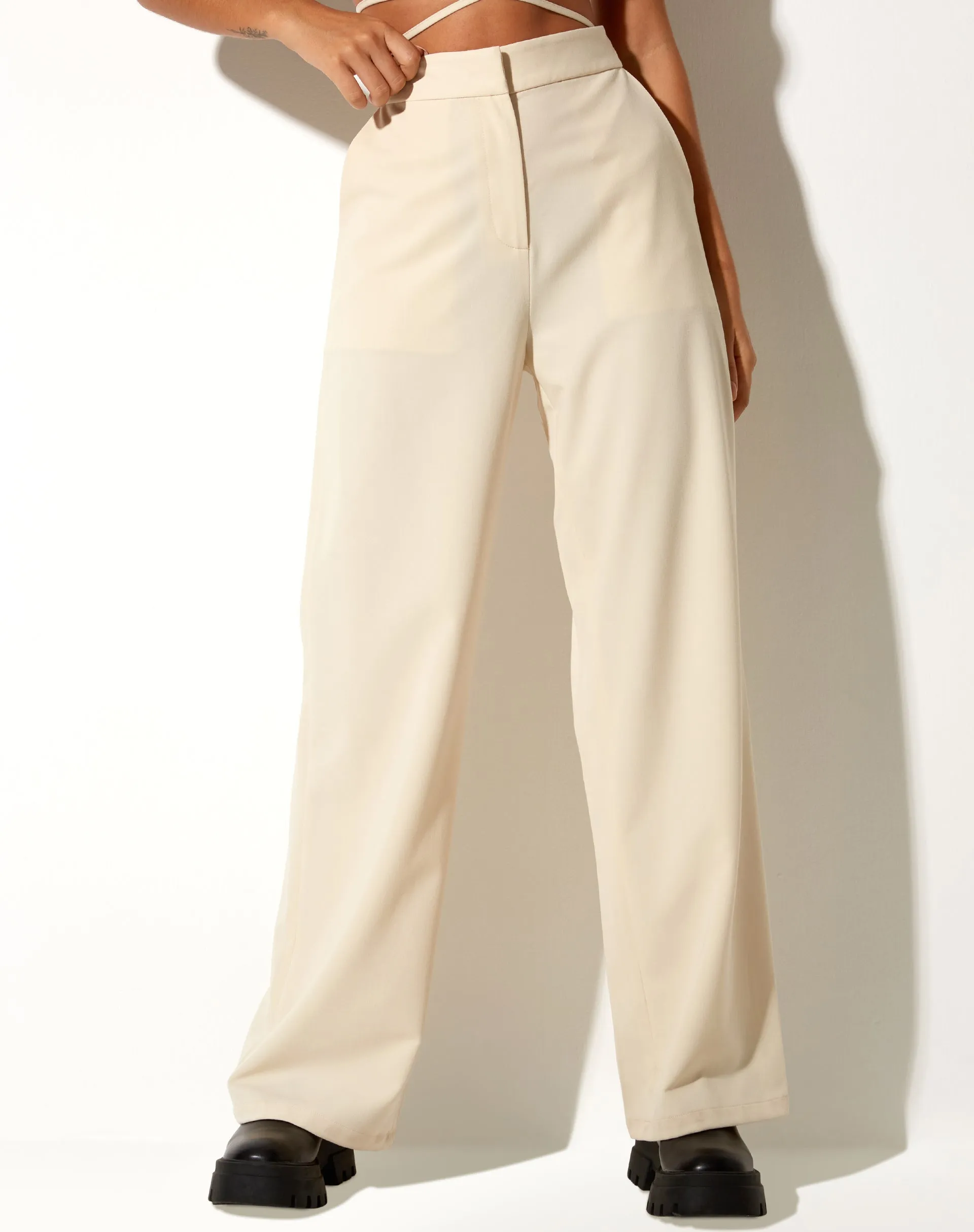 Abner Wide Leg Trouser in Tailoring Cream