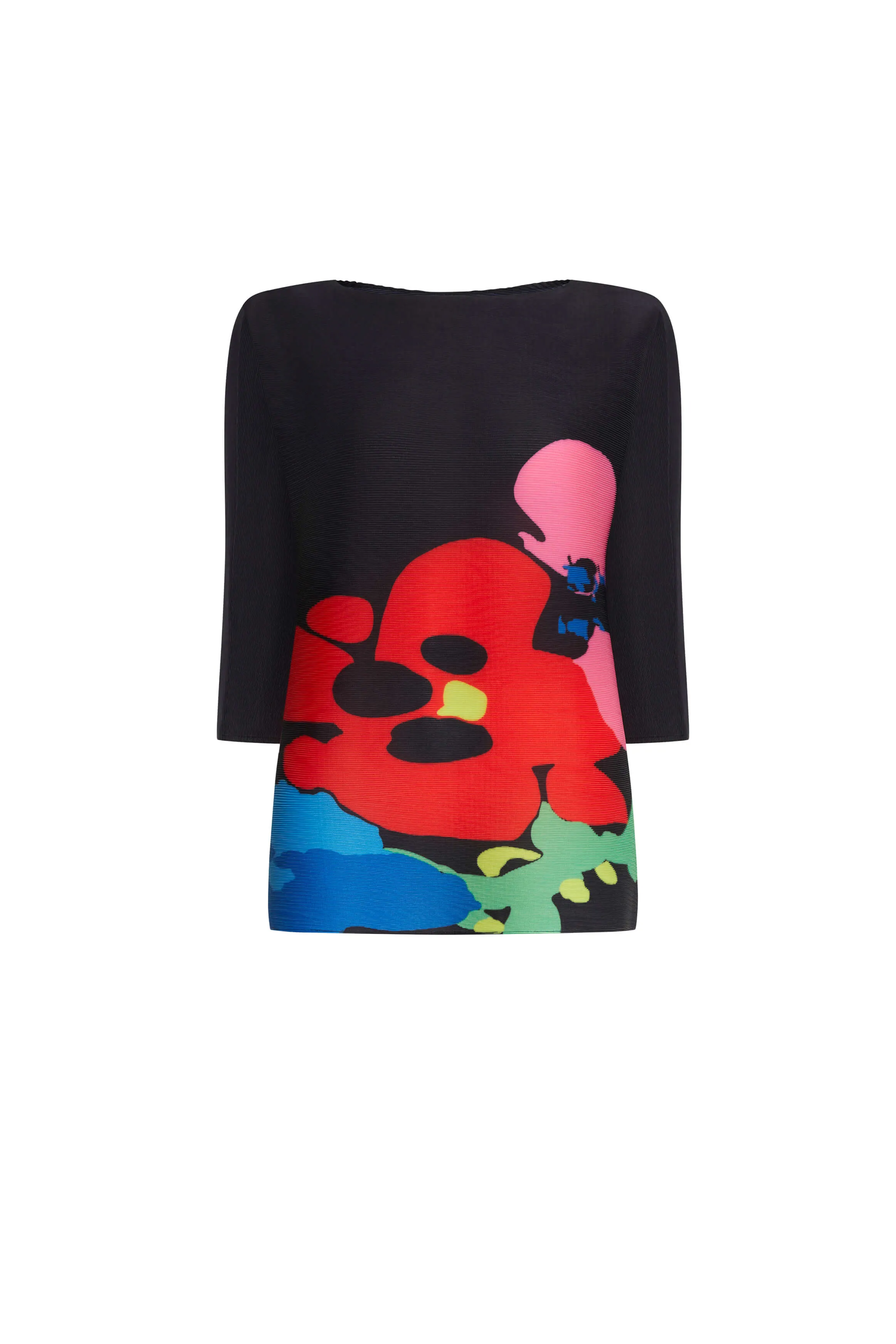 Abstract Print Pleated Top