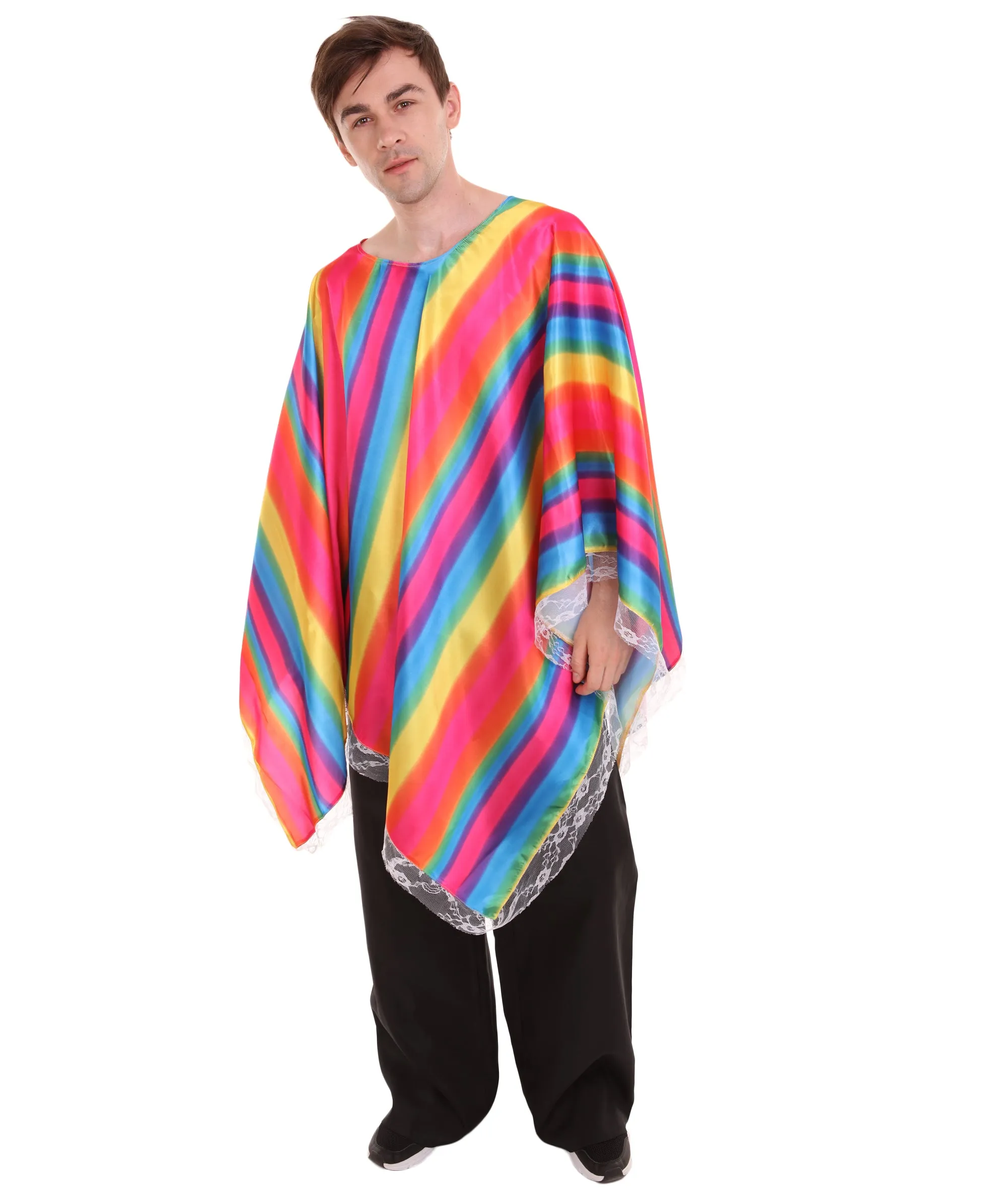 Adult Men's Mexican Serape Poncho International Costume | Patriotic Cosplay Costume