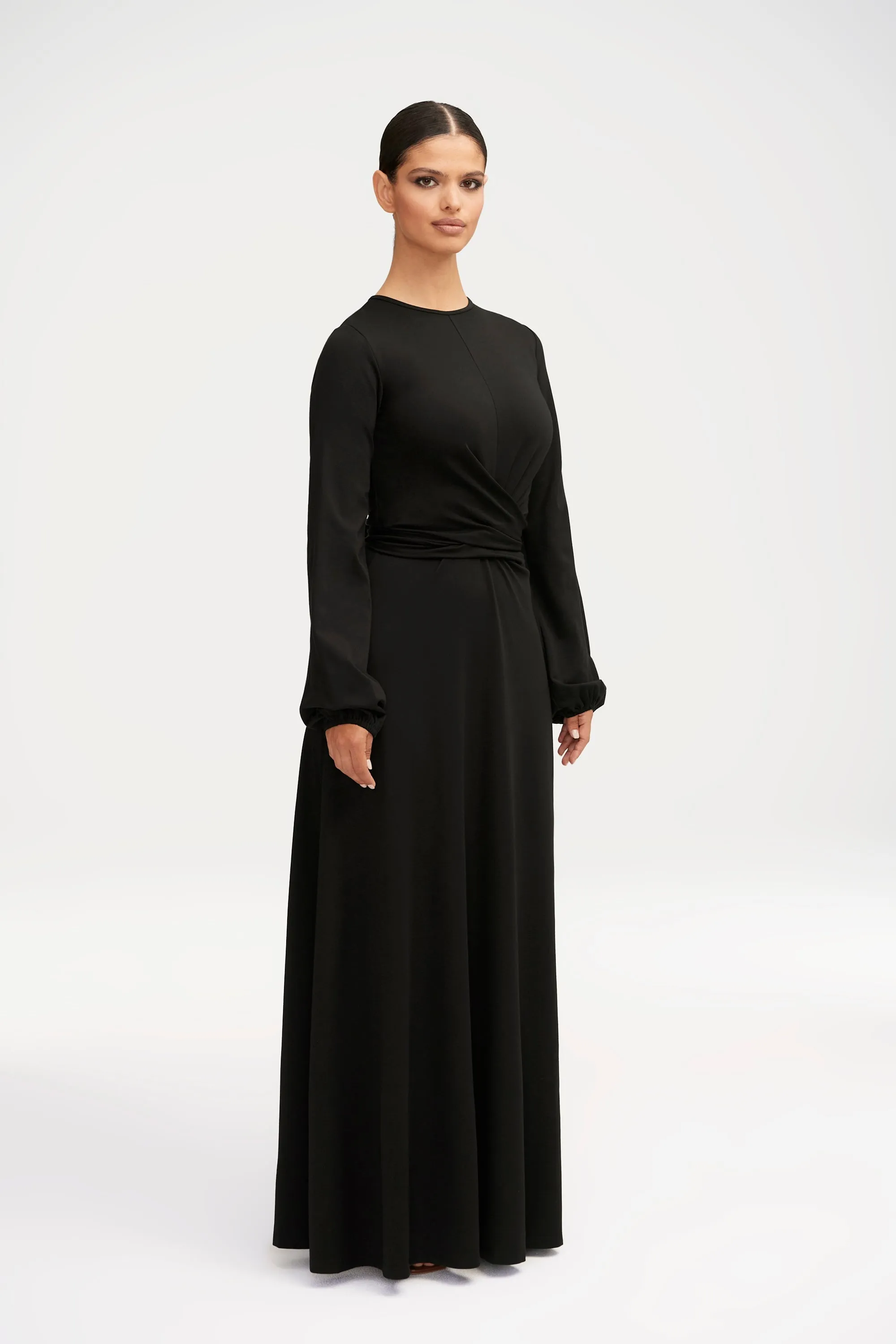 Alice Jersey Tie Waist Maxi Dress - Black