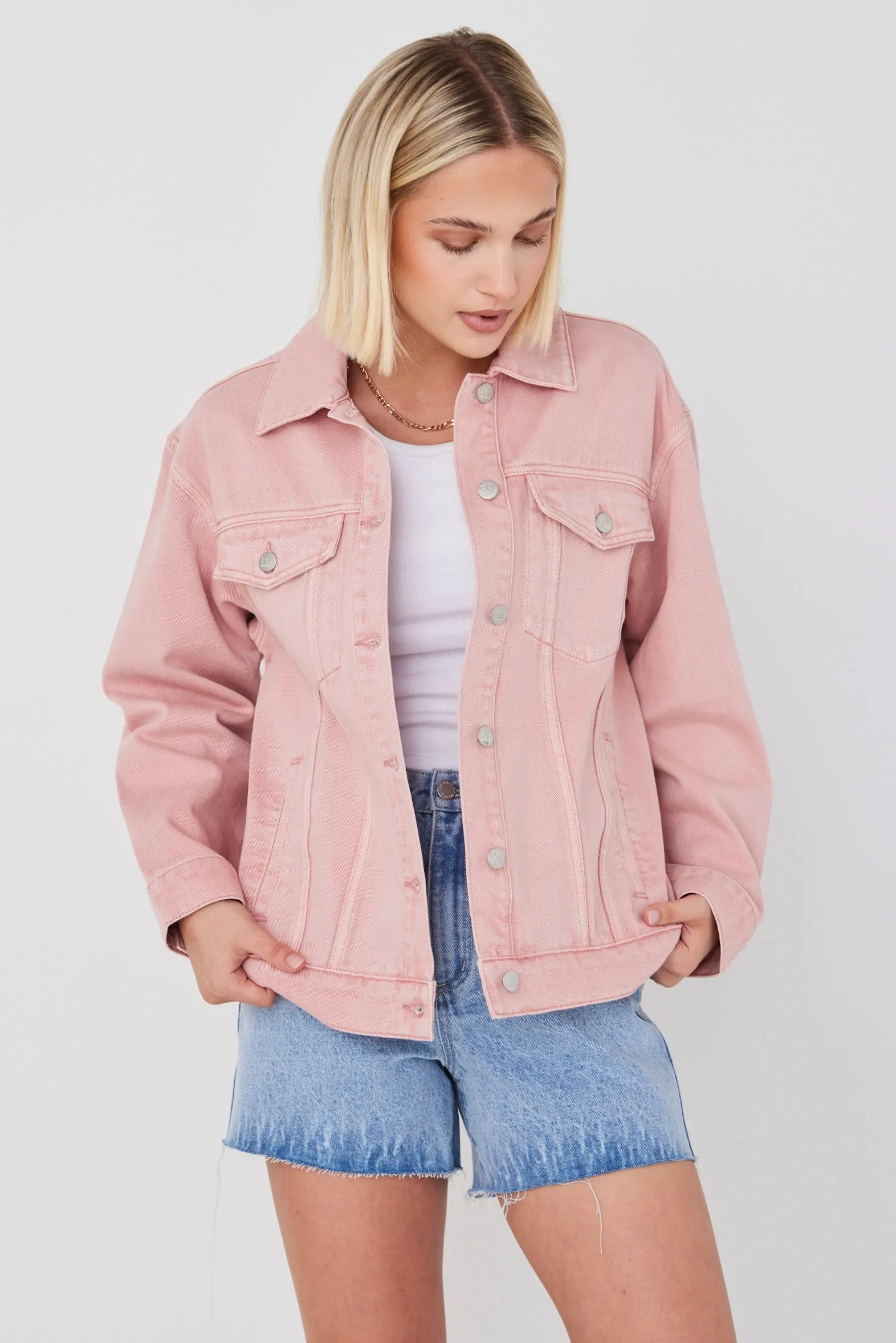 Always Mushroom Pink Denim Jacket