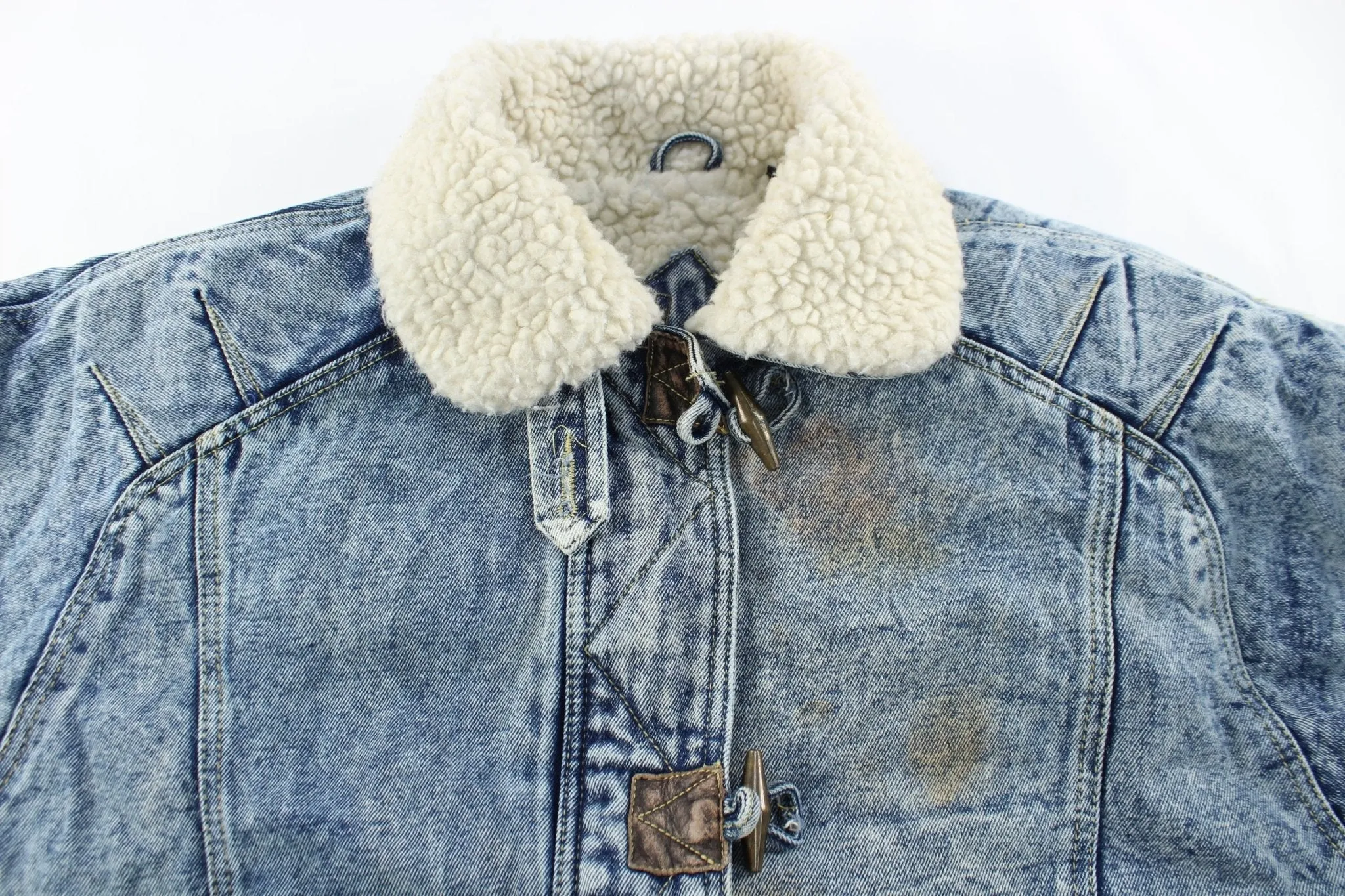 Andy John's Acid Wash Denim Sherpa Coat