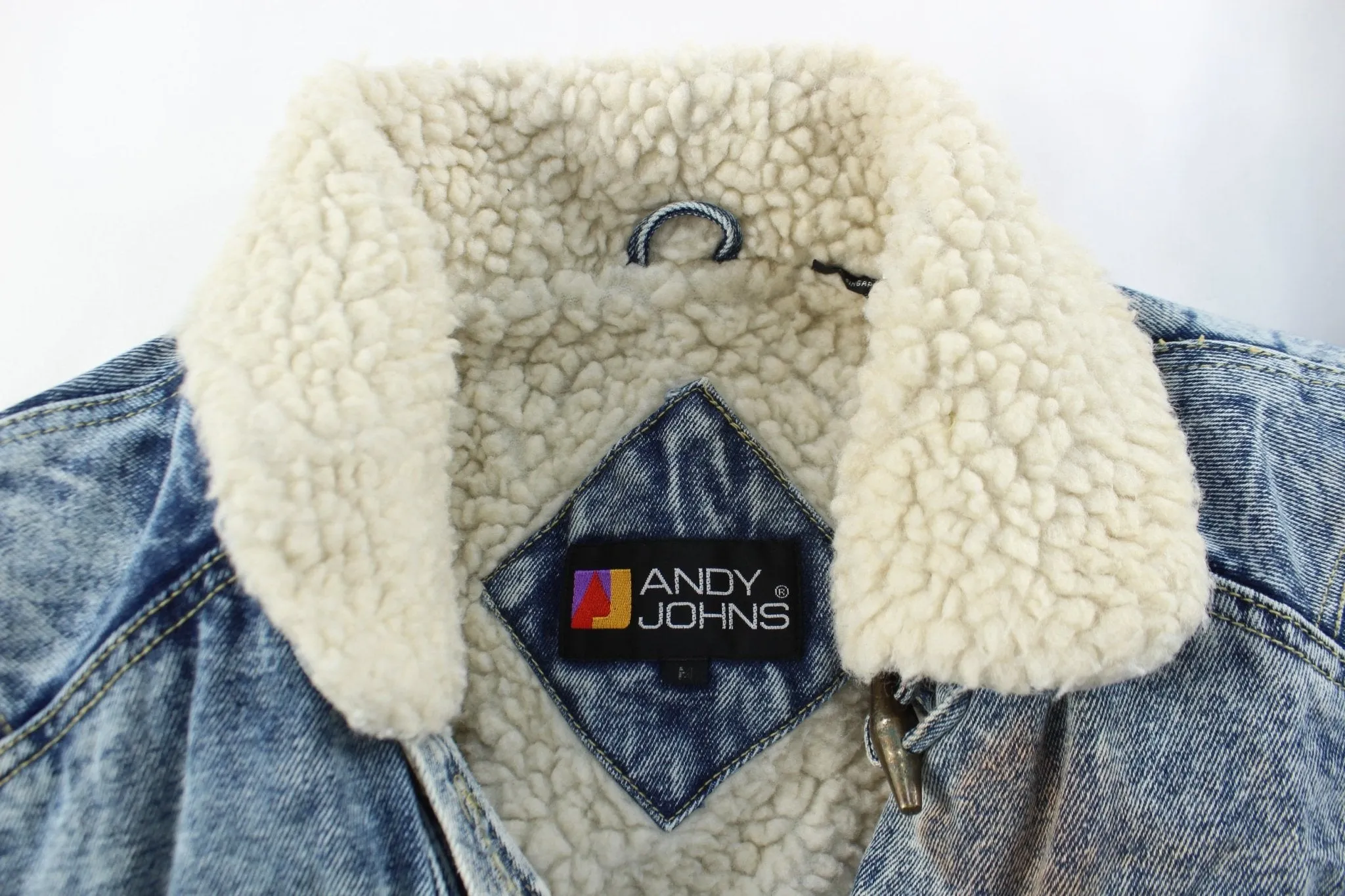 Andy John's Acid Wash Denim Sherpa Coat