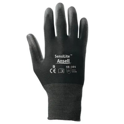 Ansell HyFlex Coated Gloves, Size 7, Black, 48-101-7