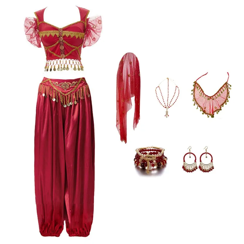 Arabian Princess Pants, Skirts, Tops Embroidered Bollywood Sets