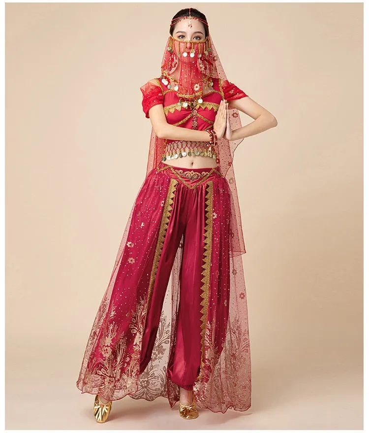 Arabian Princess Pants, Skirts, Tops Embroidered Bollywood Sets