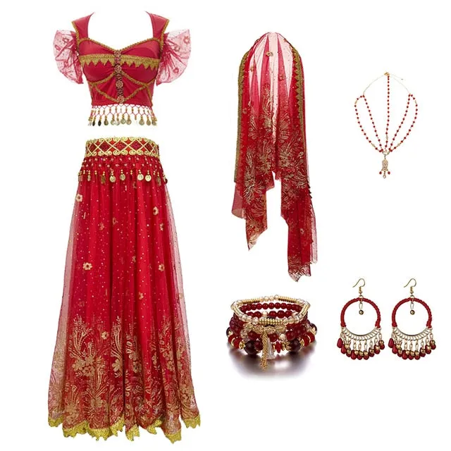 Arabian Princess Pants, Skirts, Tops Embroidered Bollywood Sets