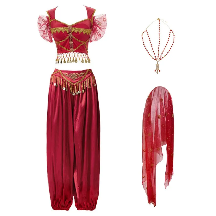 Arabian Princess Pants, Skirts, Tops Embroidered Bollywood Sets