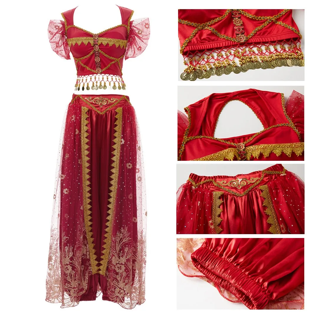 Arabian Princess Pants, Skirts, Tops Embroidered Bollywood Sets