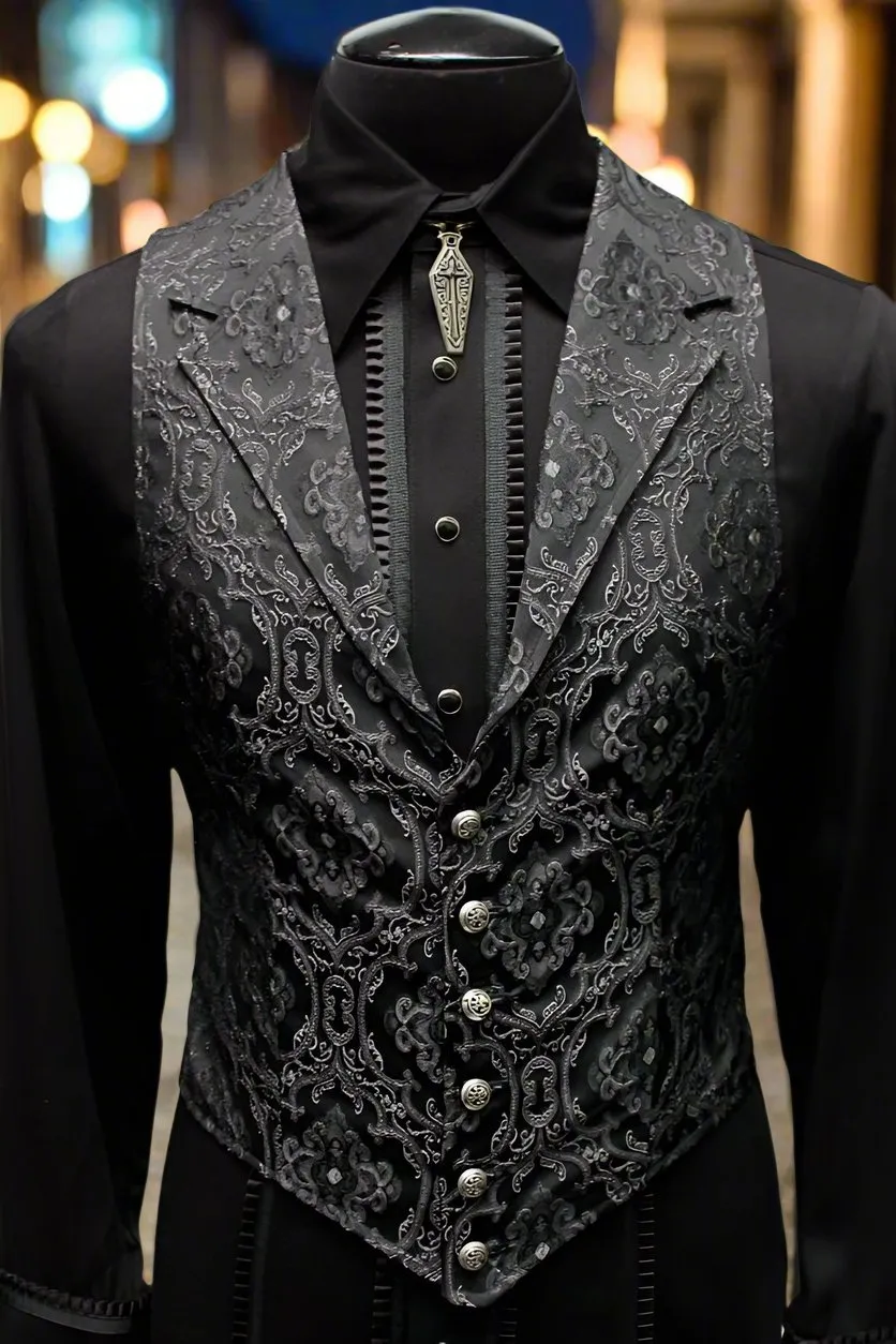 ARISTOCRAT VEST - EDWARDIAN BROCADE - Black