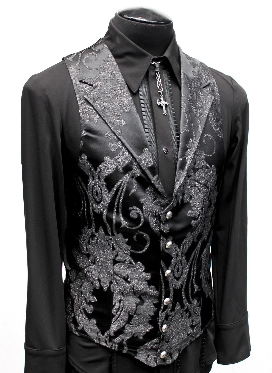 ARISTOCRAT VEST - SATIN BROCADE - BLACK