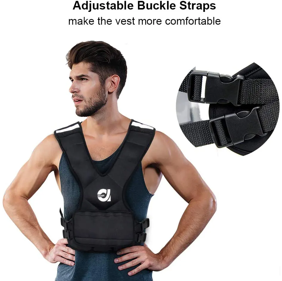 ATIVAFIT Sport Weighted Vest 8 LBS/16 LBS for Men & Women, Workout Equipment Body Weight Vest with Pocket, Reflective Stripe and Adjustable Strap, Weighted Body Vest for Training, Jogging, Cardio