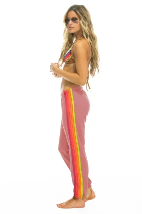 Aviator Nation - 5 Stripe Women's Sweatpant in Rose/Neon