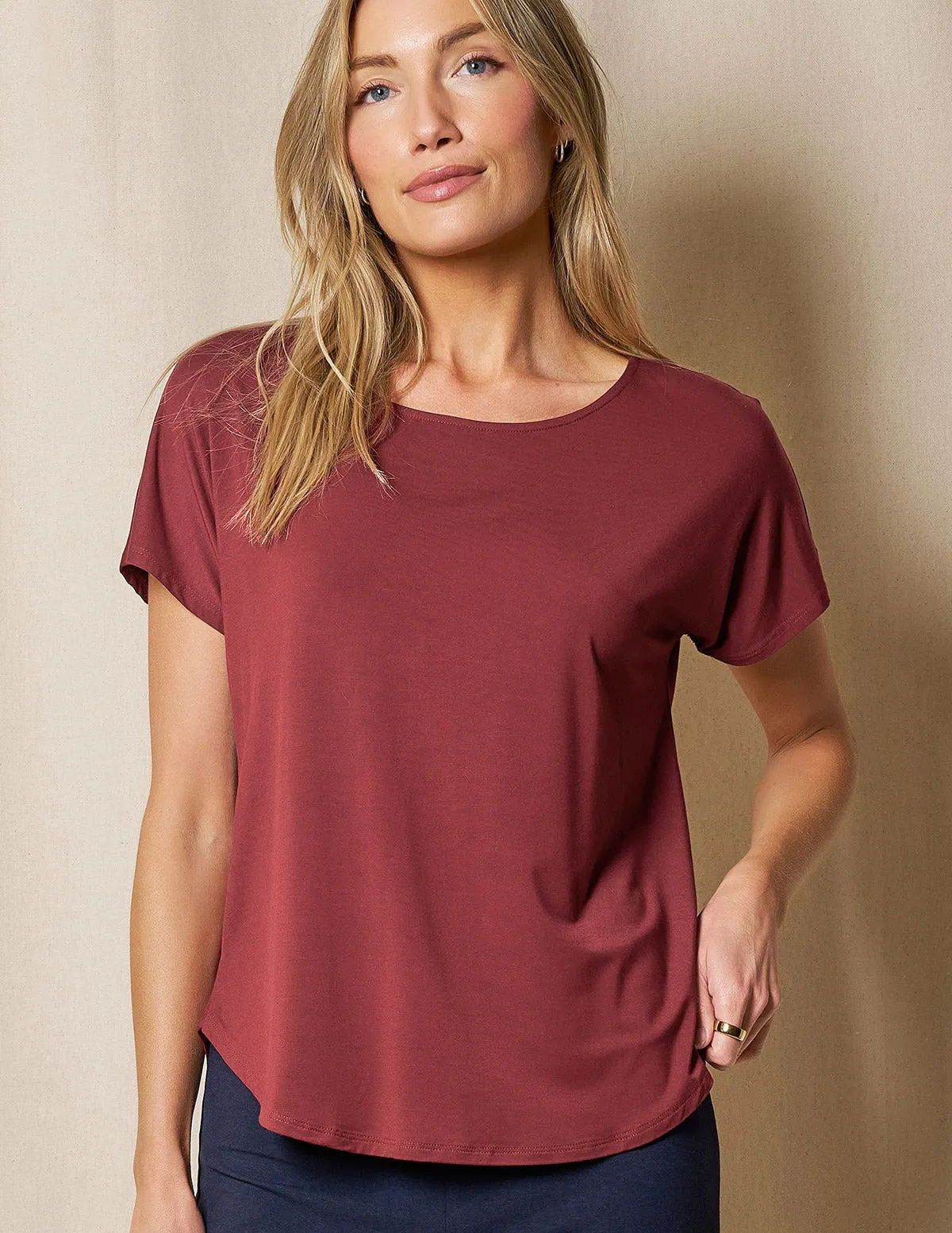 Bamboo Dolman Tee - Cabernet