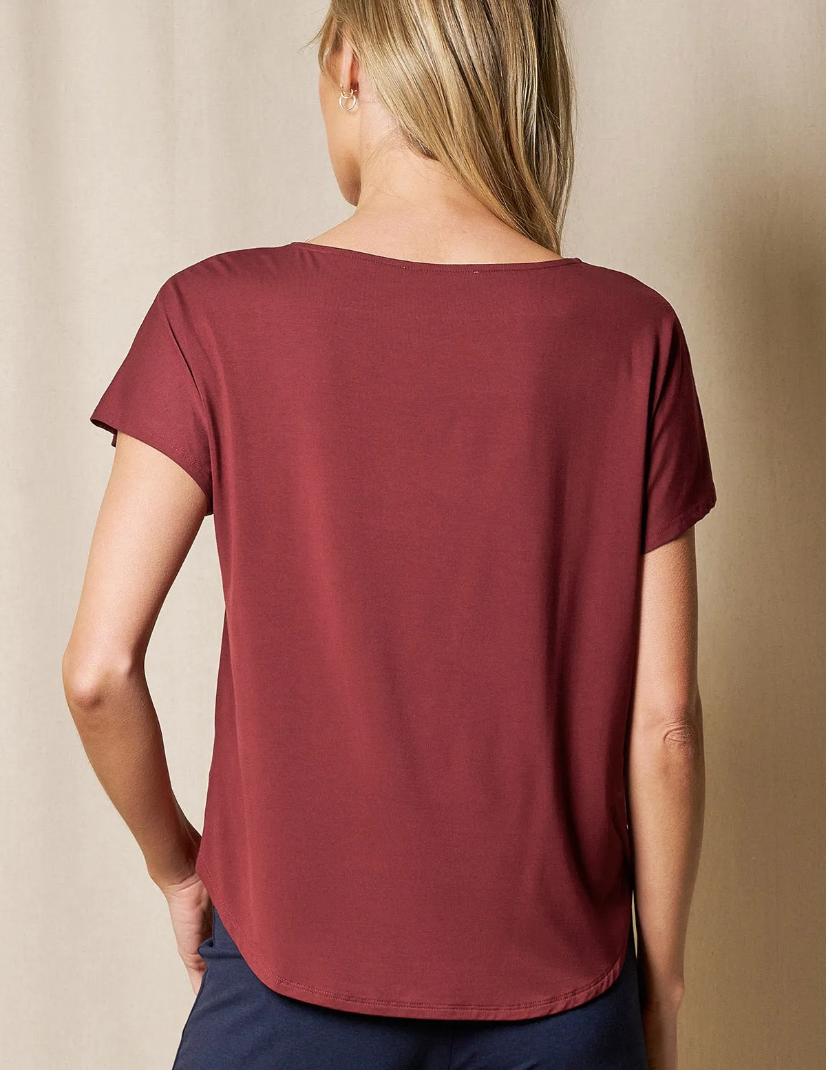 Bamboo Dolman Tee - Cabernet