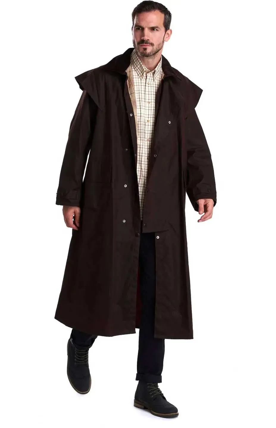 BARBOUR Stockman Wax Jacket - Mens Long Coat - Brown