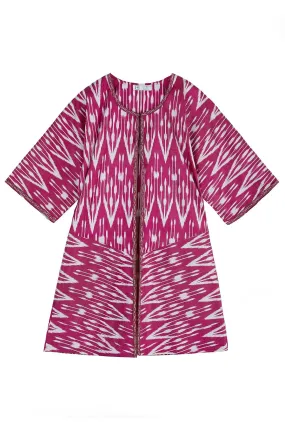 Basques Silk Ikat Jacket - Raspberry Pink, White