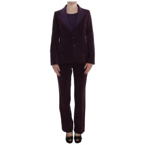 BENCIVENGA Elegant Purple Wool Blend Three Piece Suit Set