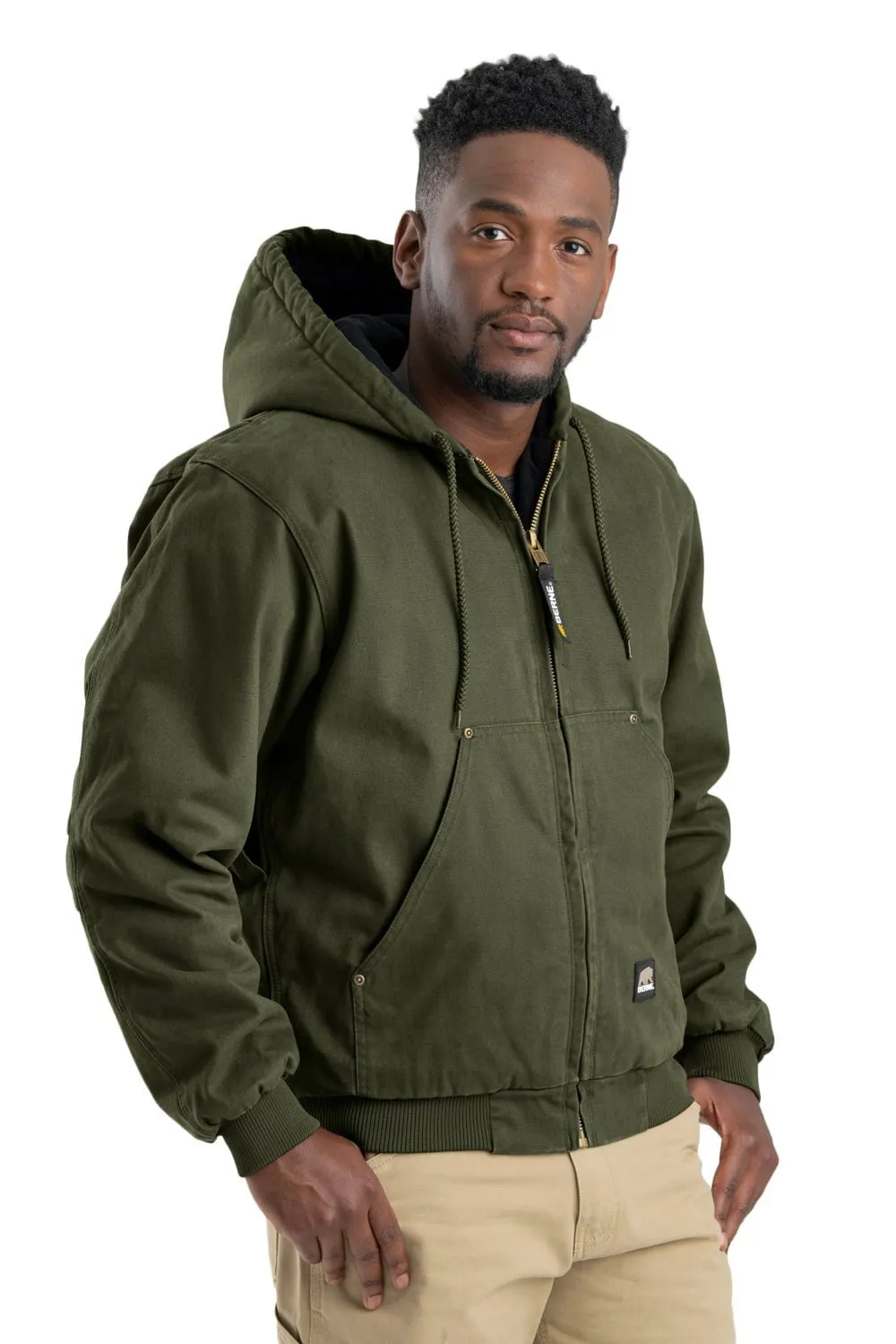 Berne Mens Cedar Green 100% Cotton Heartland Washed Hooded Jacket