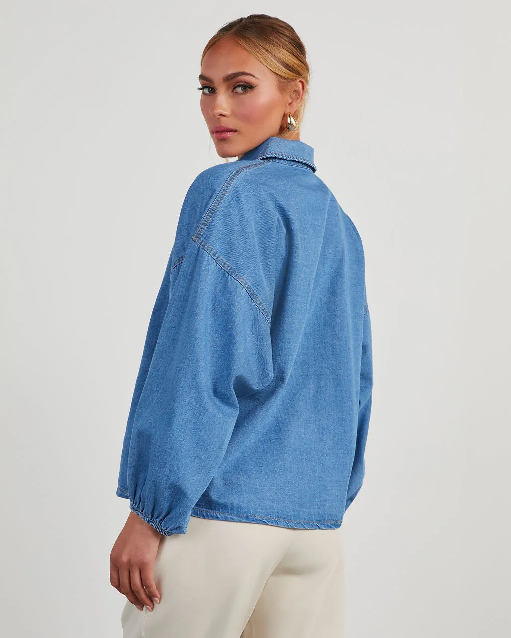 Bizzy Denim Balloon Sleeve Top