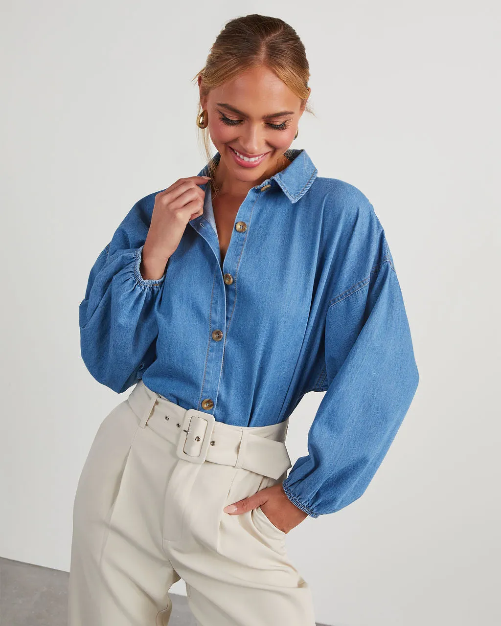 Bizzy Denim Balloon Sleeve Top