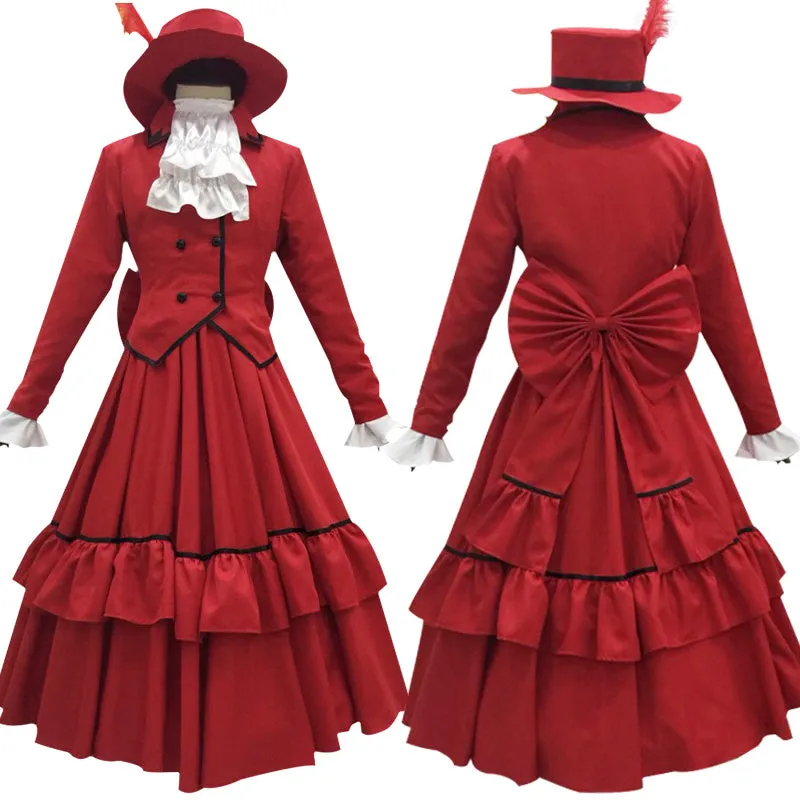 Black Butler Baroness Angelina Dalles-Barnett Madame Red Anne Cosplay Costume