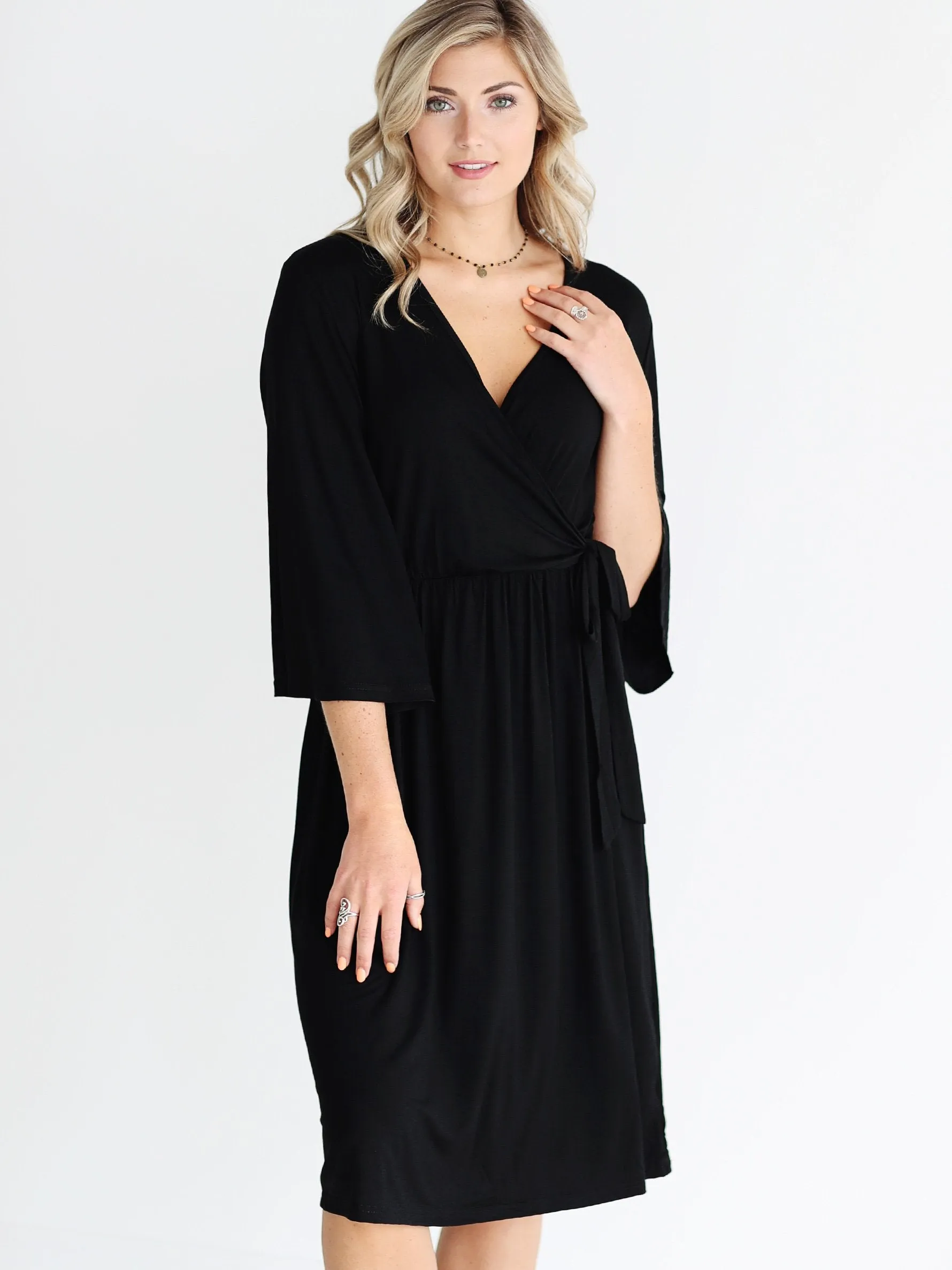 Black DLMN Kimono Wrap Dress