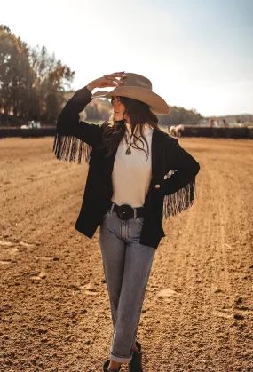 Black Fringe Blazer