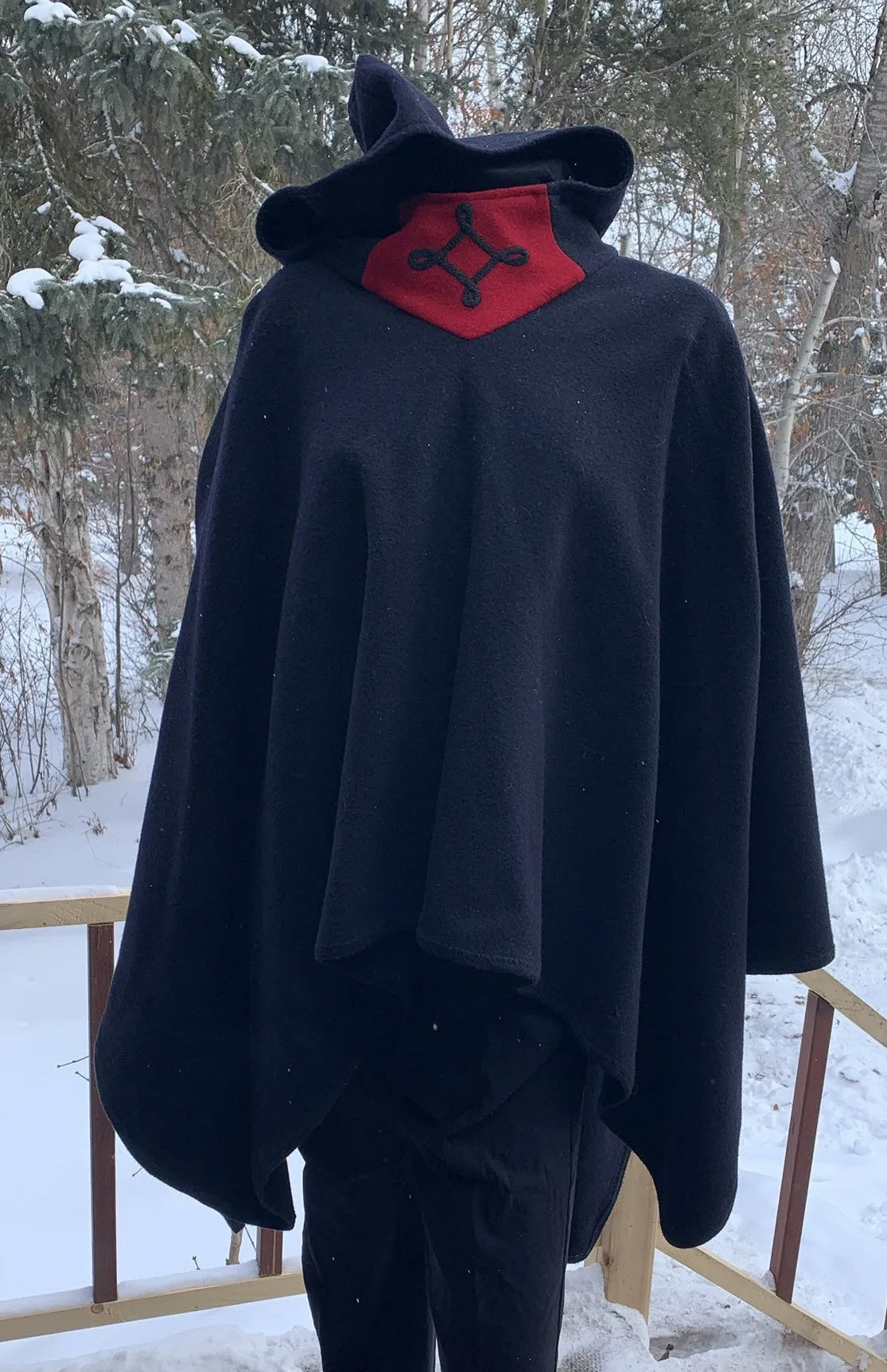 Black Hooded Poncho