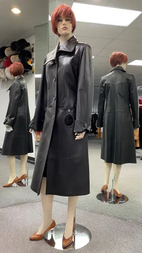 Black Lamb Leather Coat