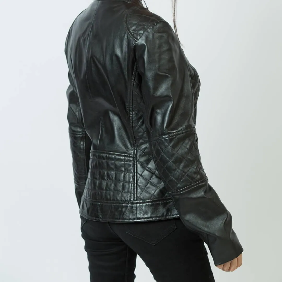 Black Quilted Leather Biker Jacket