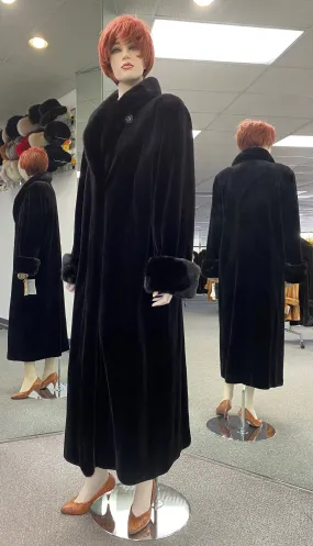 Black Sheared Mink Coat, Black Mink Trim