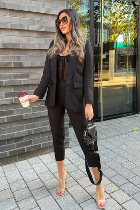 Black Tailored Blazer And Trouser Set - Raea