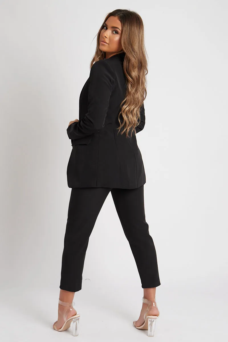 Black Tailored Blazer And Trouser Set - Raea