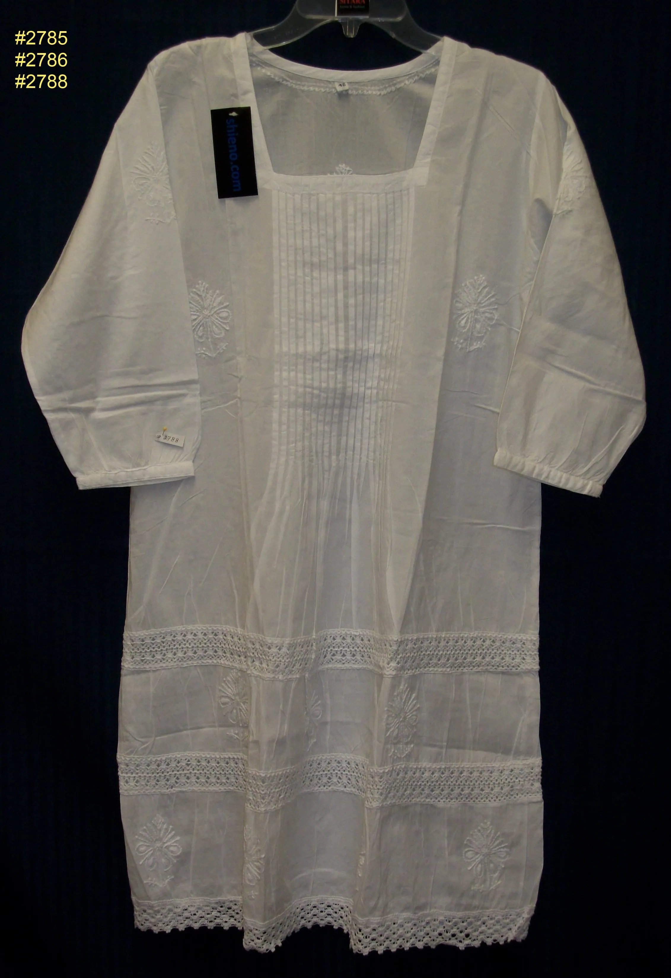 Blouse 2788 White Cotton Tunic Top Kurti Shirt  Shieno