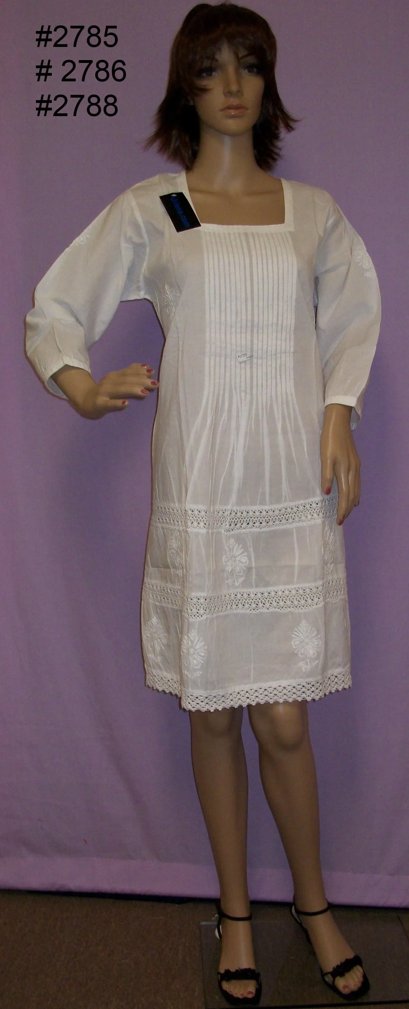 Blouse 2788 White Cotton Tunic Top Kurti Shirt  Shieno