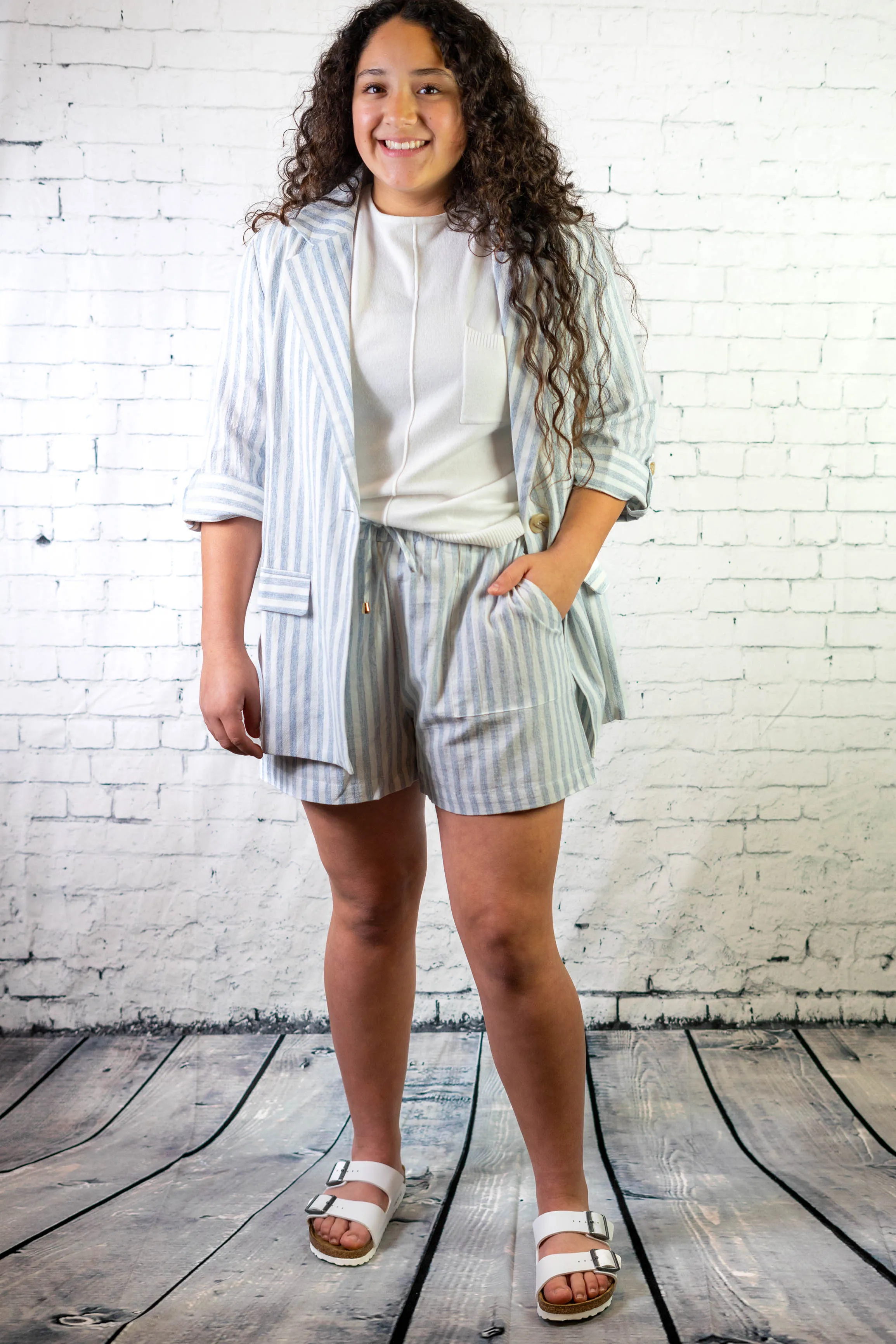 Blue & White Stripe Blazer