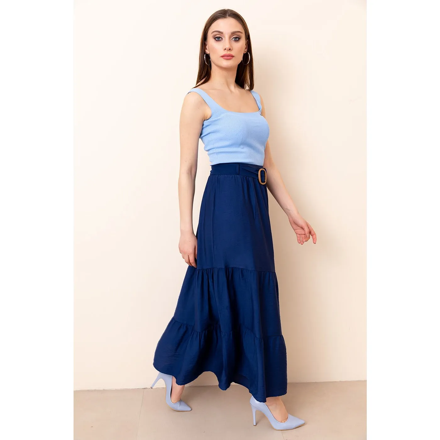 Blue Belted Skirt