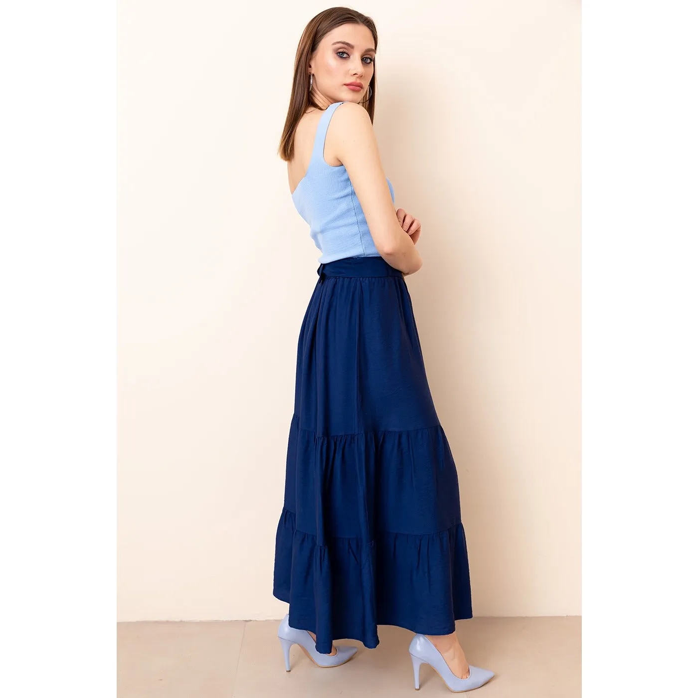 Blue Belted Skirt