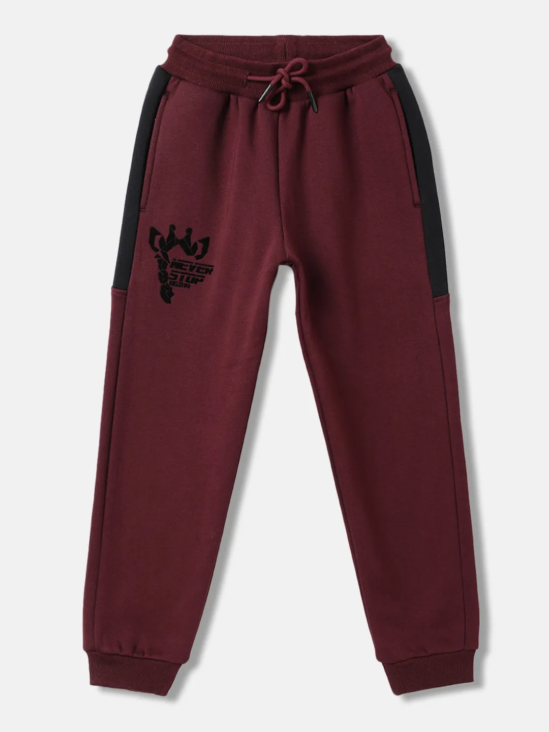 Blue Giraffe Boys Maroon Solid Straight Fit Joggers Style Sweatpant